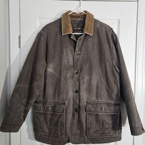 Levi Strass Mens Lg. Brown Workwear Coat Removable Liner Button Front. Worn Look